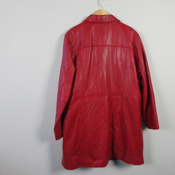 Wilsons Leather Thinsulate Coat Women 1X XL Red Button Front Luxury Genuine 1326 - Picture 2 of 16